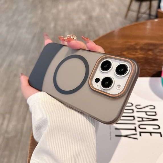 for iPhone 16 Pro Case Magnetic Phone Case Compatible with MagSafe, Soft TPU Bumper Hard Translucent Matte Back Slim Fit Shockproof Protective Case Cover for Men Women Girls - Black