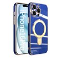 thumbnail image 1 of for iPhone 16 Pro Case with Magnetic Stand, [Compatible with MagSafe] [Ring Holder Kickstand] Plating TPU Shockproof Protective for iPhone 16 Pro Phone Case for Women Men, Blue, 1 of 6