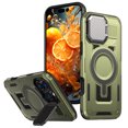 thumbnail image 1 of for iPhone 16 Pro Case with Metal Camera Cover Kickstand, Compatible with MagSafe Military-Grade Protection Heavy Duty Magnetic Anti-Fall Rugged Phone Cover for iPhone 16 Pro, Olivegreen, 1 of 6