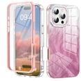 thumbnail image 1 of iPhone 16 Pro Case with Screen Protector, Gradient Color Feather Pattern Full Body Shockproof Protective Anti-Scratch Drop Proof Slim Fit Phone Case for Apple iPhone 16 Pro, Pink, 1 of 6
