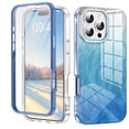 thumbnail image 1 of iPhone 16 Pro Case with Screen Protector, Gradient Color Feather Pattern Full Body Shockproof Protective Anti-Scratch Drop Proof Slim Fit Phone Case for Apple iPhone 16 Pro, Blue, 1 of 6