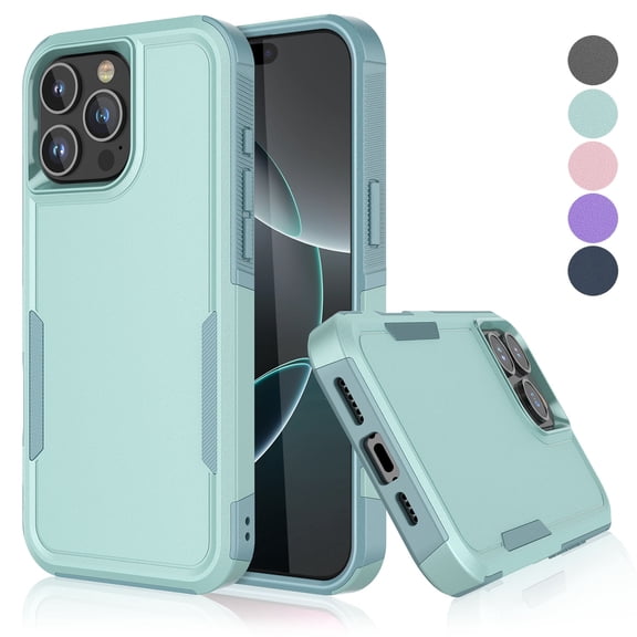 For iPhone 16 Pro Case, Shockproof Phone Case for Apple iPhone 16 Pro 6.3", Tekcoo Military Grade Protection Heavy Duty Cute Bumper Dual Layer Rugged Sturdy Durable Cover - Mint Green