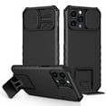 thumbnail image 1 of for iPhone 16 Pro Case with Sliding Camera Cover, Kickstand Rugged Military Grade Shockproof TPU Rubber Silicone Hard PC Back Phone Cover for Apple iPhone 16 Pro, Black, 1 of 11