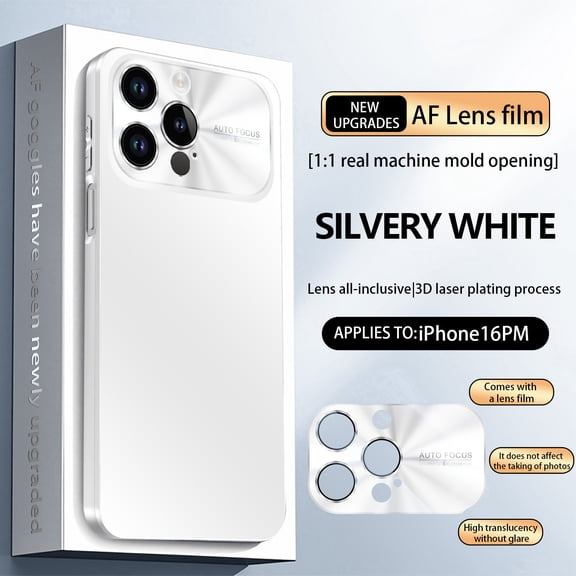 For iPhone 16 Pro Case, Slim Fit Matte Hard PC Luxury Titanium Look Anti-Fingerprint Business Case Military Grade & Camera Lens Protection Anti-Scratch Phone Cover, White