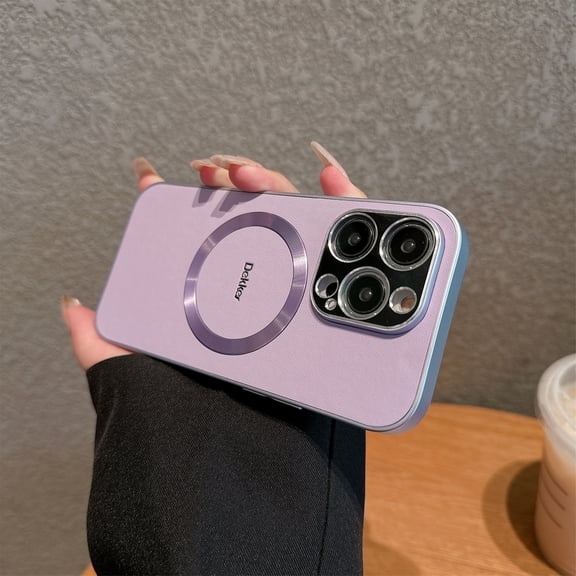 for iPhone 16 Pro Case, Strong Magnetic Premium PU Leather Case Compatible with MagSafe Slim Thin Cover Shockproof Protective PC Frame Phone Case Designed for iPhone 16 Pro, Lightpurple