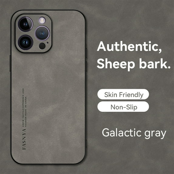 for iPhone 16 Pro Case, TPU & PU Leather Case, Anti-Vibration Anti-Slip Ultralight Luxury Ultra Slim Phone Case Cover for Apple iPhone 16 Pro, for Men Women, Gray