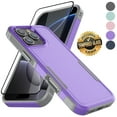 thumbnail image 1 of For iPhone 16 Pro Case with Tempered Glass Screen Protector, Tekcoo Dual Layer Shockproof Hybrid Protective Phone Case Heavy Duty Military Grade Rugged Cover for Apple iPhone 16 Pro 6.3" - Purple, 1 of 9