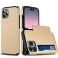 thumbnail image 1 of For iPhone 16 Pro Case Wallet with Slide Hidden Card Holder Slot Slim Dual Layer Heavy Duty Shockproof Hard PC Hybrid TPU Phone Case Kickstand Protective Cover,Gold, 1 of 9