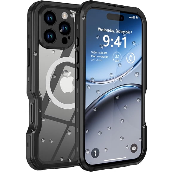 for iPhone 16 Pro Case Waterproof, [Shockproof] [Dustproof] [IP68 Waterproof] Full-Body Hard Case Built-in [Lens Screen Protection] for Diving Case (Black, for iPhone 16 Pro 6.3in)