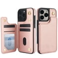 thumbnail image 1 of For iPhone 16 Pro Crossbody Wallet Phone Case,With Shoulder Strap,Card Slots,Back Double Magnetic Clasp PU Leather Flip Kickstand,Durable Shockproof Anti-fall Phone Case Cover,Rosegold, 1 of 9