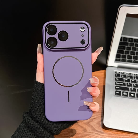 for iPhone 16 Pro Drop Protective Case Cover with Magnetic Wireless Charging & Lens Protector, Hard PC Material Anti-Scratch Ultra Slim Shockproof Phone Cover Men Women Boys Girls, Darkpurple