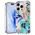 thumbnail image 1 of for iPhone 16 Pro Flower Case, Luxury Floral Pattern Clear Shockproof [Hard PC Back Soft TPU Edge] Ultra Slim Anti-Scratch Phone Cover for Girls Women iPhone 16 Pro, E, 1 of 5