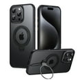 thumbnail image 1 of for iPhone 16 Pro Frosted Clear Case with Magnetic Stand, [Compatible with MagSafe] [Invisible Ring Holder] Soft TPU Frame Shockproof Protection Cover for iPhone 16 Pro Phone Case, Black, 1 of 7