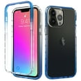 thumbnail image 1 of For iPhone 16 Pro Gradient Transparent Case,2-in-1 Design,Shockproof Anti-fall Rugged Crystal Transparent Ultra Slim Bumper Protective Thin Fit Phone Case for iPhone 16 Pro,Blue, 1 of 6