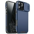 thumbnail image 1 of for iPhone 16 Pro Heavy Duty Case with Camera Sliding Cover, Support Wireless Charging Hybrid TPU & PC Smoothly Anti-Fingerprint Slim Case Compatible with iPhone 16 Pro, Blue, 1 of 9