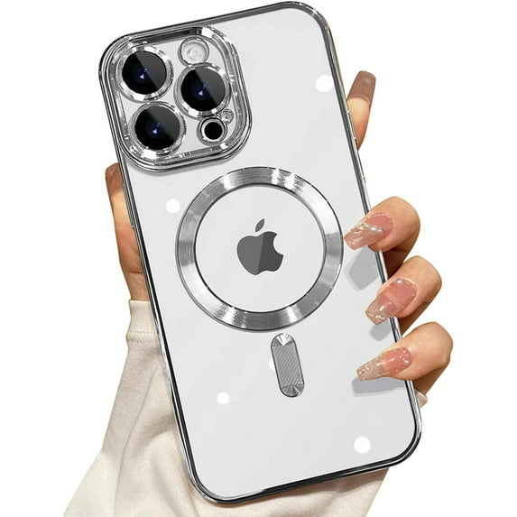 for iPhone 16 Pro MagSafe Case with Camera Lens Protector,Full Protection Clear Magnetic Case Compatible with MagSafe Elegant Anti-Scratch Case Cover for iPhone 16 Pro Gold