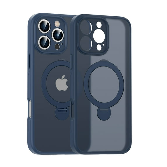 iPhone 16 Pro Magnetic Case, Compatible with Magsafe & Car Mount Grip Ring Holder Kickstand Translucent Bumper Rugged Shockproof Phone Case for Apple iPhone 16 Pro, Darkblue