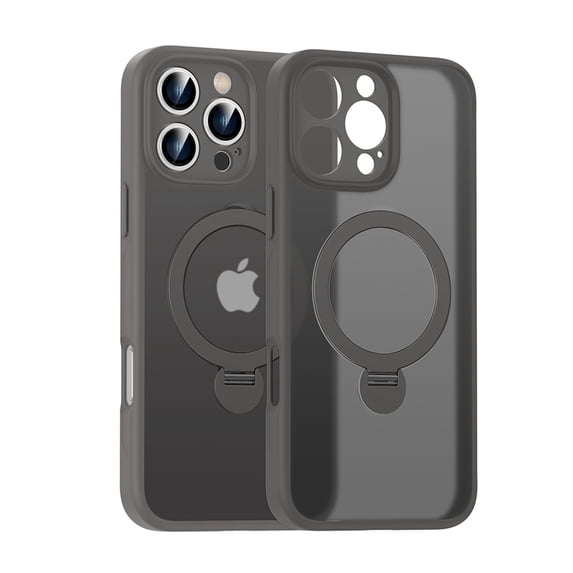 iPhone 16 Pro Magnetic Case, Compatible with Magsafe & Car Mount Grip Ring Holder Kickstand Translucent Bumper Rugged Shockproof Phone Case for Apple iPhone 16 Pro, Gray
