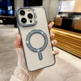 thumbnail image 1 of for iPhone 16 Pro Magnetic Case, Military Grade Drop Protection Anti-Yellowing Clear Phone Cover, Compatible with Mag-Safe, Diamond Design Rugged Shockproof Protective Plating Bumper Cover, Blue, 1 of 11
