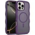 thumbnail image 1 of For iPhone 16 Pro Magnetic Phone Case,Compatible with Mag-safe,Wavy Frame Cute Design for Girls Women,Translucent Matte Hard Back Shockproof Protective Lightweight Phone Case,Darkpurple, 1 of 6