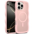 thumbnail image 1 of For iPhone 16 Pro Magnetic Phone Case,Compatible with Mag-safe,Wavy Frame Cute Design for Girls Women,Translucent Matte Hard Back Shockproof Protective Lightweight Phone Case,Pink, 1 of 6