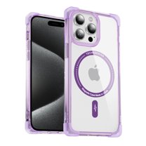 For iPhone 16 Pro Magnetic Phone Case Cover, Compatible With Magsafe,Transparent Four Corners Thickened Shockproof Anti-fall Anti-Scratch Plain Thin Fit Phone Case Cover for iPhone 16 Pro,Purple