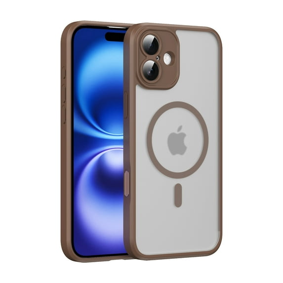 for iPhone 16 Pro Magnetic Phone Case, Flexible TPU Bumper Hard Translucent Back Slim Protective Case with Touchscreen Button Mag-Safe Charging Support for iPhone 16 Pro Cover, Desertgold