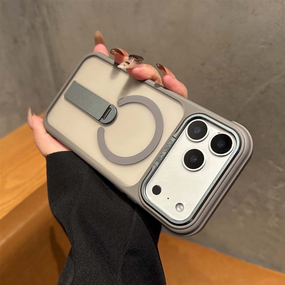 for iPhone 16 Pro Magnetic Protective Case with Hidden Kickstand, Compatible with MagSafe, Stylish Frosted Translucent Shockproof Anti-Scratch Anti-Fingerprint Slim Fit Phone Cover, Gray