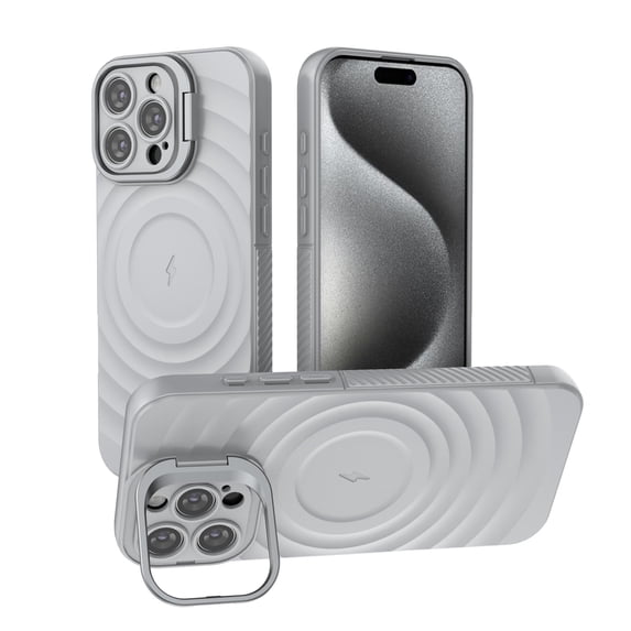 for iPhone 16 Pro Matte Case, with Magsafe Soft TPU Camera Cover Kickstand Back Case, Ultra Slim Shockproof Drop Protective Luxury Case Cover for iPhone 16 Pro Women Men, Gray