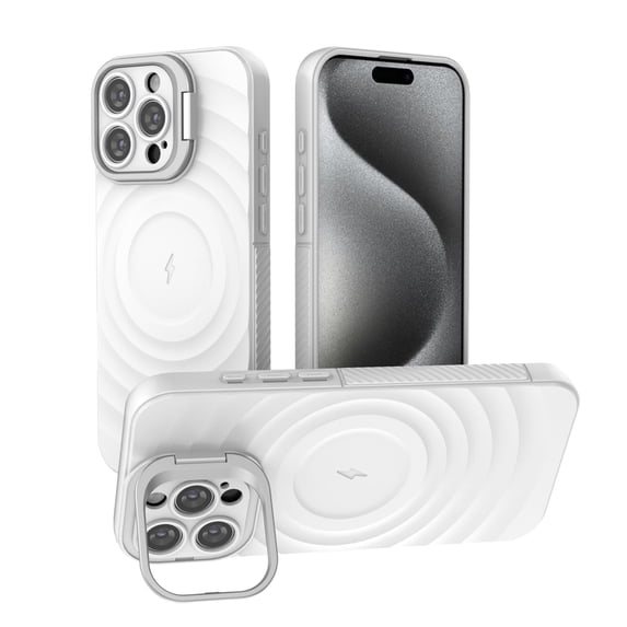for iPhone 16 Pro Matte Case, with Magsafe Soft TPU Camera Cover Kickstand Back Case, Ultra Slim Shockproof Drop Protective Luxury Case Cover for iPhone 16 Pro Women Men, White