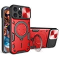thumbnail image 1 of for iPhone 16 Pro Max 6.9" Case with Magnetic Ring Kickstand, Rugged Military Grade Shockproof Heavy Duty Case with Slide Camera Lens Cover for Apple iPhone 16 Pro Max JS-Red, 1 of 10