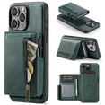 thumbnail image 1 of For iPhone 16 Pro Max 6.9" RFID Blocking 2 In 1 Detachable Leather Wallet With Popup Button Multi-Card Slot Zipper Pocket Magnetic Phone Case,Green,For iPhone 16 Pro Max, 1 of 7