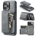 thumbnail image 1 of For iPhone 16 Pro Max 6.9" RFID Blocking 2 In 1 Detachable Leather Wallet With Popup Button Multi-Card Slot Zipper Pocket Magnetic Phone Case,Grey,For iPhone 16 Pro Max, 1 of 7
