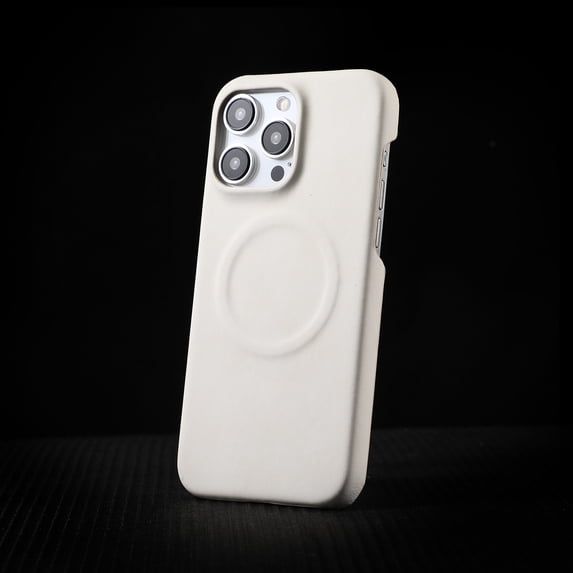 for iPhone 16 Pro Max Back Case, Premium PU Leather Anti-fall Ultra Slim Shockproof Drop Protective Classic Strong Magsafe Business Phone Case Cover for iPhone 16 Pro Max, White