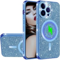 for iPhone 16 Pro Max Bling Crystal Diamonds Rhinestone Bumper Cover, [Compatible with MagSafe] Glitter Sparkle Bling Luxury Shiny Cute TPU Cover Case for 16 Pro Max KZ-Blue