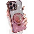 thumbnail image 1 of for iPhone 16 Pro Max Bling Kickstand Case, Girly Woman Glitter Floating Liquid Ring Holder with Camera Lens Protector Soft Cute Stand Shockproof Phone Cover for iPhone 16 Pro Max (Pink), 1 of 6
