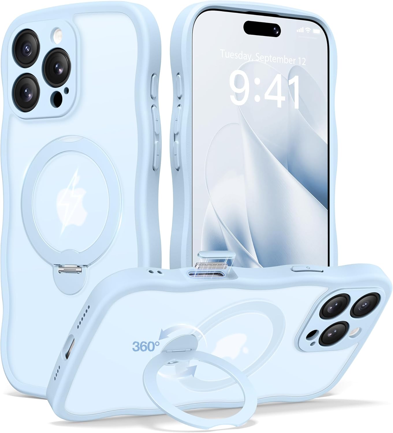 for iPhone 16 Pro Max Case with 360° Spin Magnetic Stand for Women