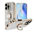 thumbnail image 1 of for iPhone 16 Pro Max Case, Built-in 360° Rotation Ring Holder Kickstand, Luxury Shiny Plating Edge Shockproof Electroplated Slim Protective Phone Cover for iPhone 16 Pro Max, White, 1 of 6