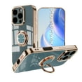 thumbnail image 1 of for iPhone 16 Pro Max Case, Built-in 360° Rotation Ring Holder Kickstand, Luxury Shiny Plating Edge Shockproof Electroplated Slim Protective Phone Cover for iPhone 16 Pro Max, Gray, 1 of 6
