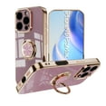 thumbnail image 1 of for iPhone 16 Pro Max Case, Built-in 360° Rotation Ring Holder Kickstand, Luxury Shiny Plating Edge Shockproof Electroplated Slim Protective Phone Cover for iPhone 16 Pro Max, Lightpurple, 1 of 6