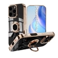 thumbnail image 1 of for iPhone 16 Pro Max Case, Built-in 360° Rotation Ring Holder Kickstand, Luxury Shiny Plating Edge Shockproof Electroplated Slim Protective Phone Cover for iPhone 16 Pro Max, Black, 1 of 5