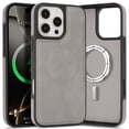 thumbnail image 1 of for iPhone 16 Pro Max Case, Built-in Magnetic Compatible with Mag-Safe, [Anti-Scratch Skin-Friendly Microfiber Lining], PU Leather Slim Shockproof Protective Cover Support Magnetic Car Mount, Gray, 1 of 9