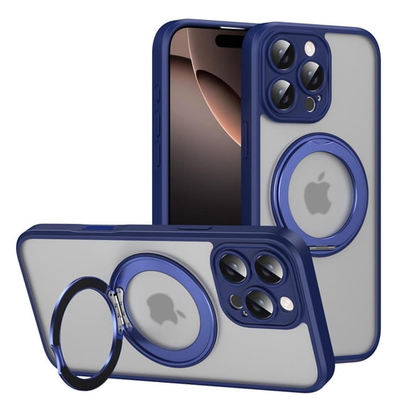 for iPhone 16 Pro Max Case, Camera Control Button Compatible with MagSafe, Military-Grade Protective Case, Built-in Stash Stand Phone Case, Scratch-Resistant Back Cover, Classic Series, Blue