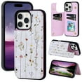 thumbnail image 1 of For iPhone 16 Pro Max Case with Card Holder, Stylish Flower with Glitter Bling Rhinestone Stand Shockproof Slim Fit Bumper Wallet Case for Apple iPhone 16 Pro Max, Floral, 1 of 6