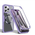 thumbnail image 1 of for iPhone 16 Pro Max Case Clear, Magnetic Case with Screen Protector, Compatible with MagSafe, Not Yellowing Shockproof Full Body Protection Slim Transparent Phone Case for iPhone 16 Pro Max, Purple, 1 of 9