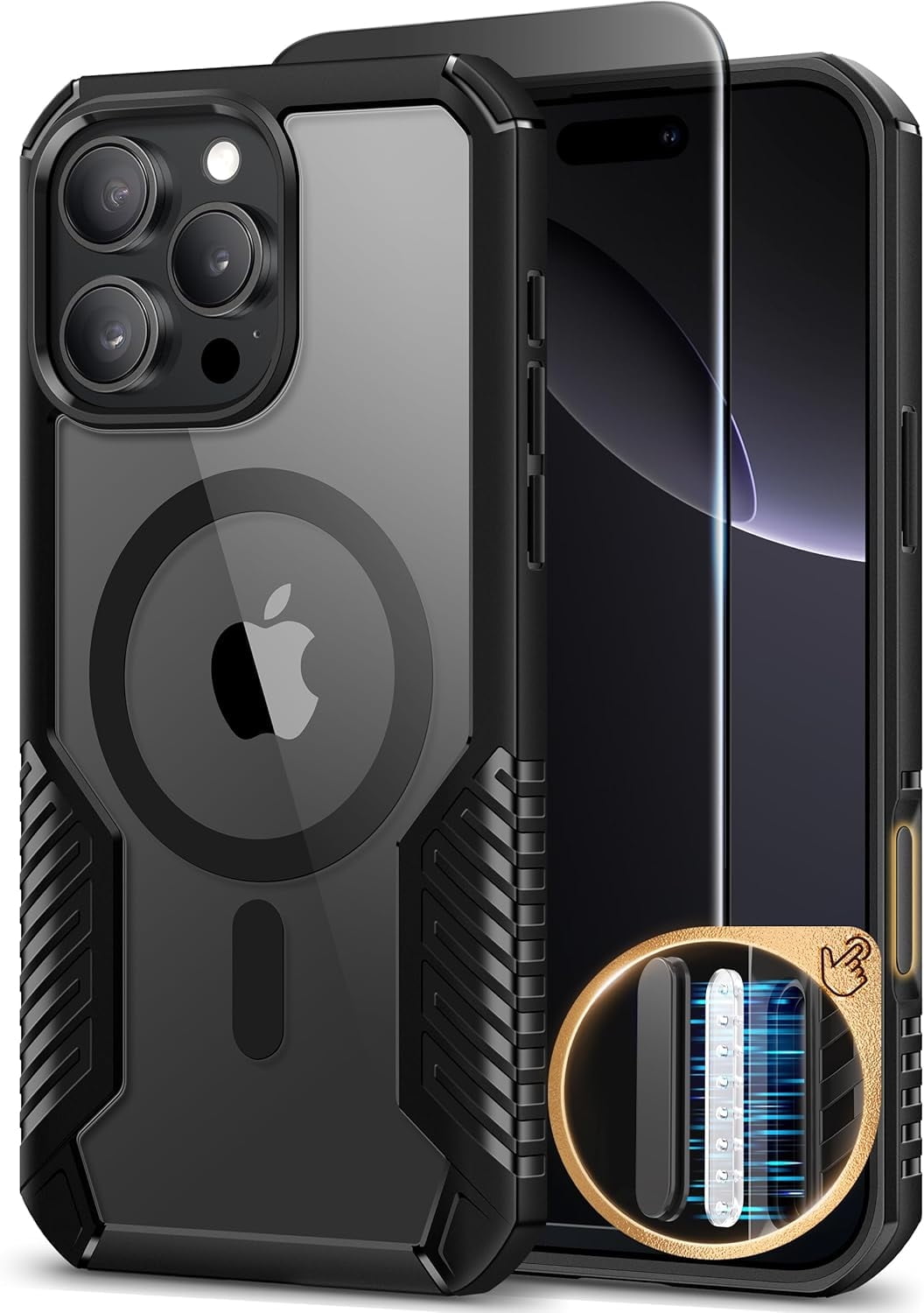 for iPhone 16 Pro Max Case, [Compatible with MagSafe] [18FT Military-Grade Protection] [with Privacy Screen&Camera Lens Protector], Heavy Duty Shockproof Rugged Magnetic Phone Case 6.9''