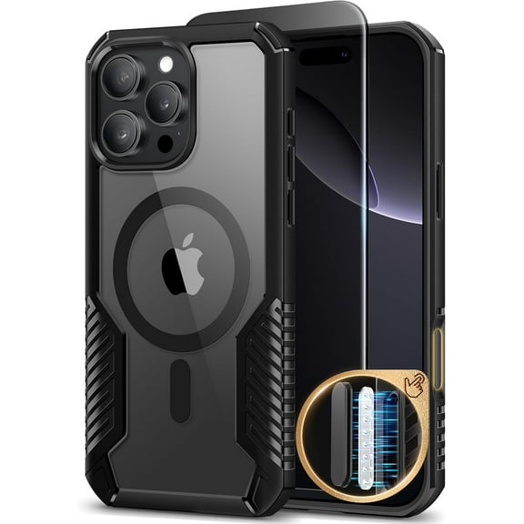 for iPhone 16 Pro Max Case, [Compatible with MagSafe] [18FT Military-Grade Protection] [with Privacy Screen&Camera Lens Protector], Heavy Duty Shockproof Rugged Magnetic Phone Case 6.9''