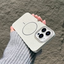 for iPhone 16 Pro Max Case Compatible with MagSafe, Glitter Ultra Slim Phone Case with Plating Frame, Lightweight TPU PC Hybrid Anti-Scratch Anti-Fall Protective Magnetic Cover, White