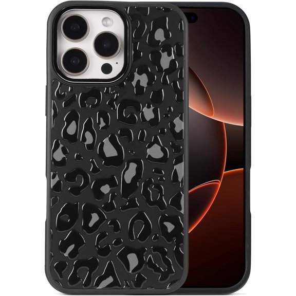 for iPhone 16 Pro Max Case, Compatible with Magsafe, Military-Grade Protection, All-Around Shockproof Corners, Cheetah Print Leopard Case for iPhone 16 Pro Max - Black