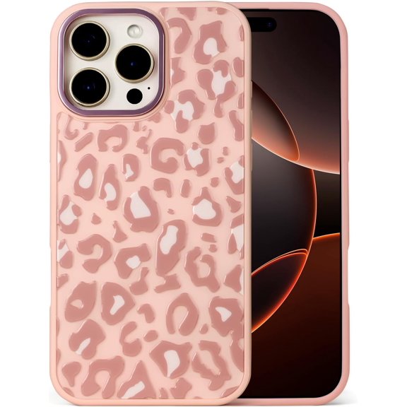 for iPhone 16 Pro Max Case, Compatible with Magsafe, Military-Grade Protection, All-Around Shockproof Corners, Cheetah Print Leopard Case for iPhone 16 Pro Max - Pink